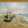 Vincent van Gogh Bild "Fischerboote Am Strand Von Les Saintes-Marie-De-La-Mer" (1888), Gerahmt Giclee