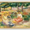 Auguste Renoir Bild "Drei Junge Frauen Im Grunen" (1896-97), Version Weis-Goldfarben Gerahmt Genreszenen