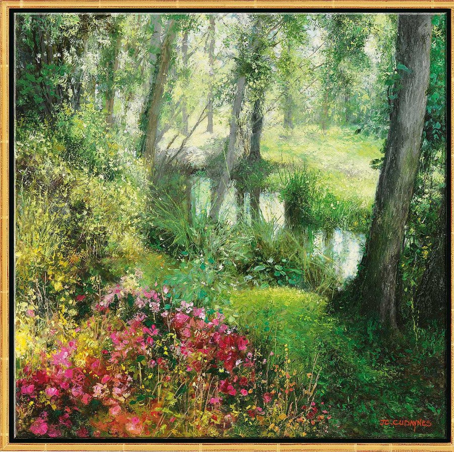 Jean-Claude Cubaynes Bild "Le Ru De L'Epte, A Giverny", Gerahmt Landschaft