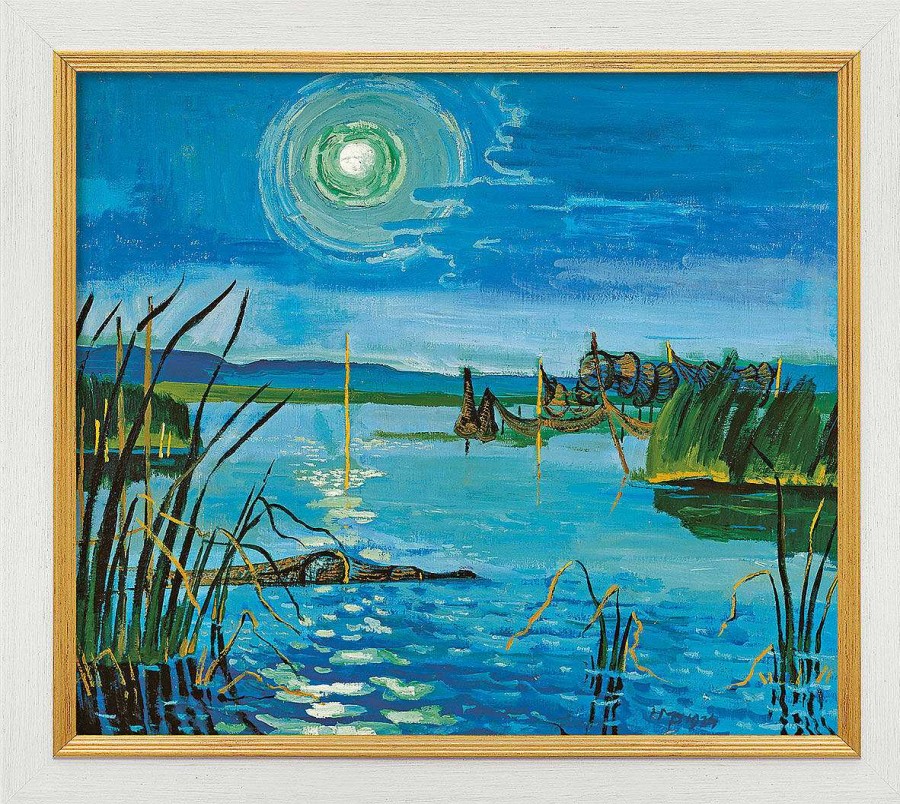 Max Pechstein Bild "Am Garder See" (1924), Version Weis-Goldfarben Gerahmt Expressionismus