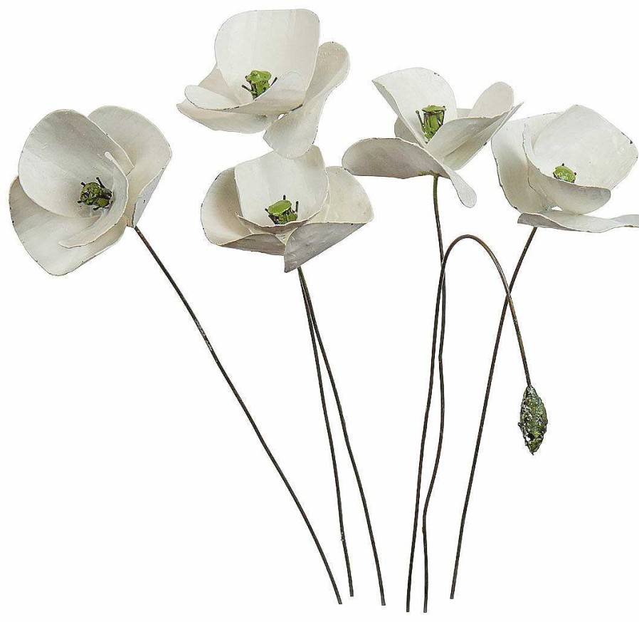 ars mundi Gartenstecker-Blumenset "Weiser Mohn", 6-Teilig Sonstige Gartenaccessoires