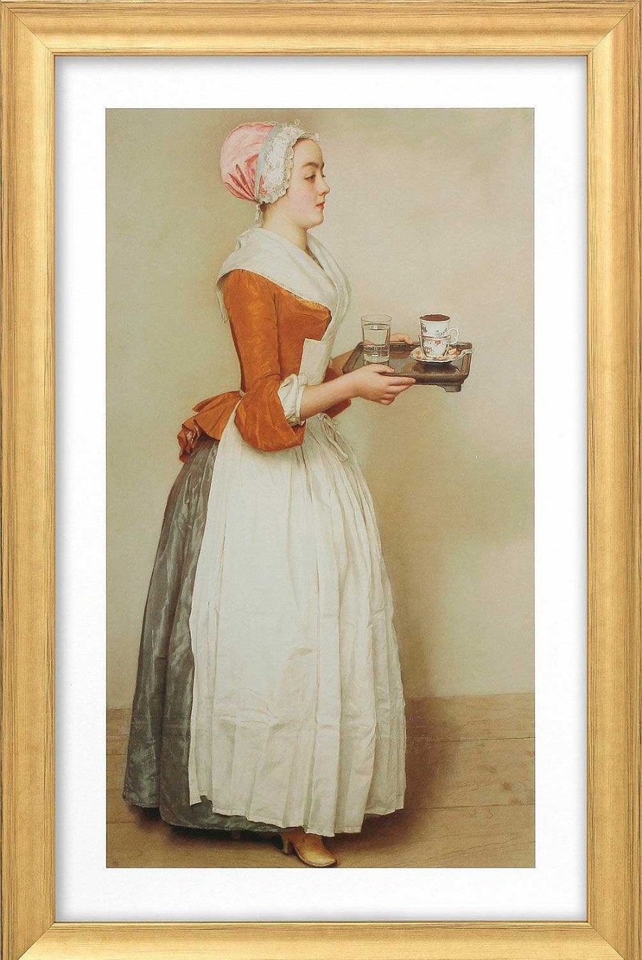 Jean-Étienne Liotard Bild "Schokoladenmadchen" (1743-45), Gerahmt Barock / Rokoko