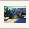 Gabriele Münter Bild "Drei Hauser Im Schnee" (1933), Gerahmt Expressionismus