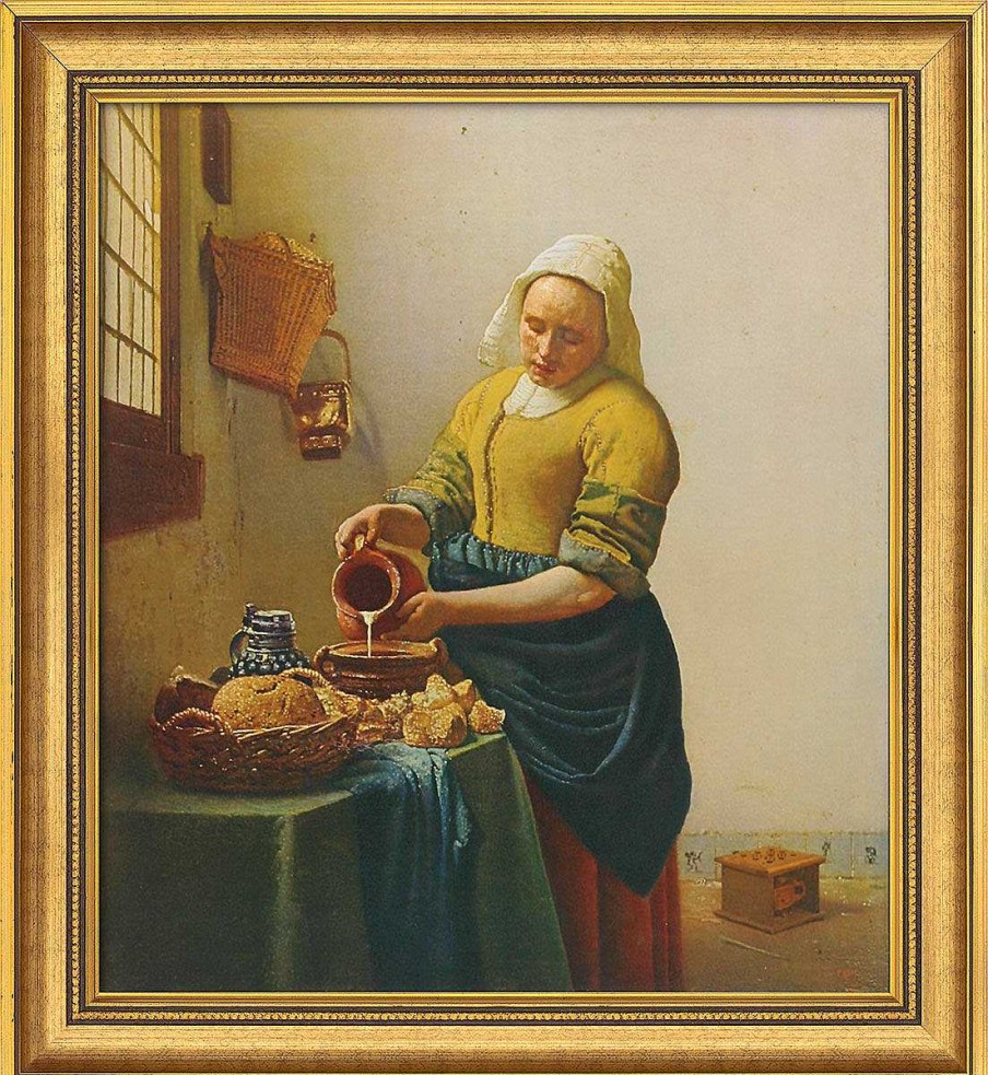 Jan Vermeer van Delft Bild "Dienstmagd Mit Milchkrug" (1658), Gerahmt Barock / Rokoko