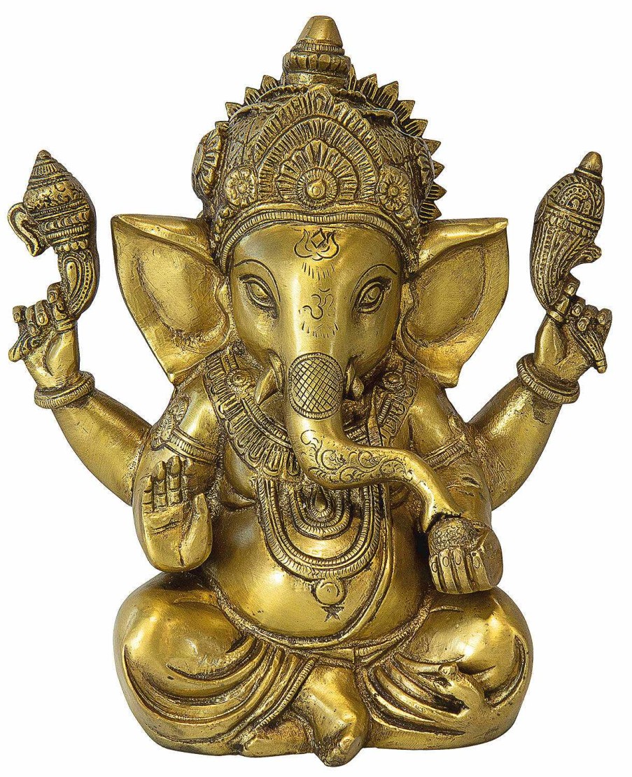 ars mundi Skulptur "Indischer Gott Ganesha", Messing Antikfinish Asien