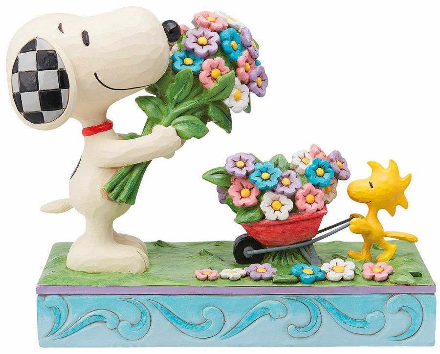 Jim Shore Skulptur "Snoopy Und Woodstock Pflucken Blumen", Kunstguss Humor / Karikatur