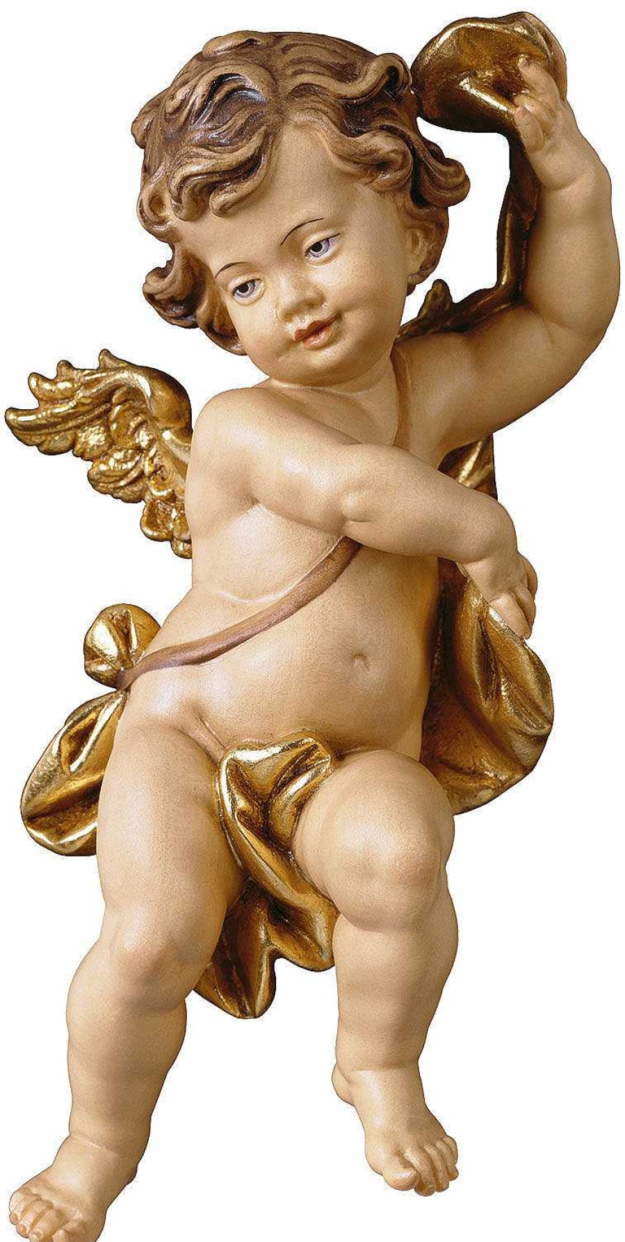 ars mundi Holzfigur "Putto Mit Draperie", Links Schauend Renaissance