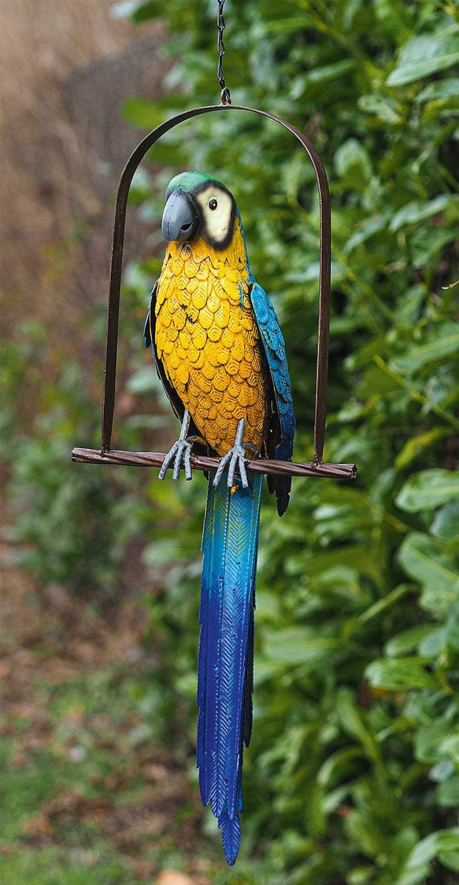 ars mundi Gartenfigur / Hangedeko "Papagei Auf Schaukel" Tierskulpturen