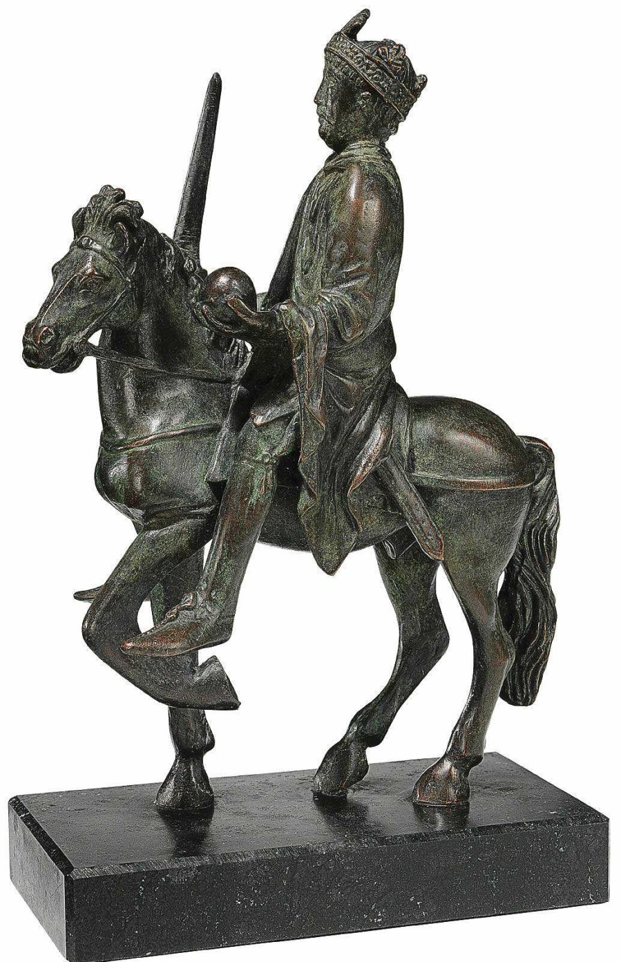 ars mundi Reiterstatuette "Karl Der Grose", Version In Bronze Mittelalter