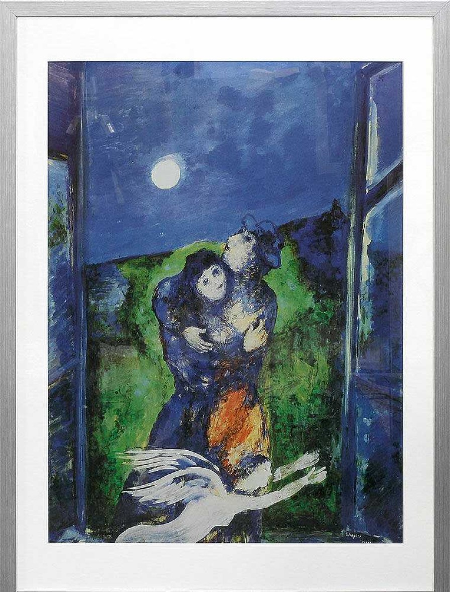 Marc Chagall Bild "Lovers In The Moonlight", Gerahmt Klassische Moderne