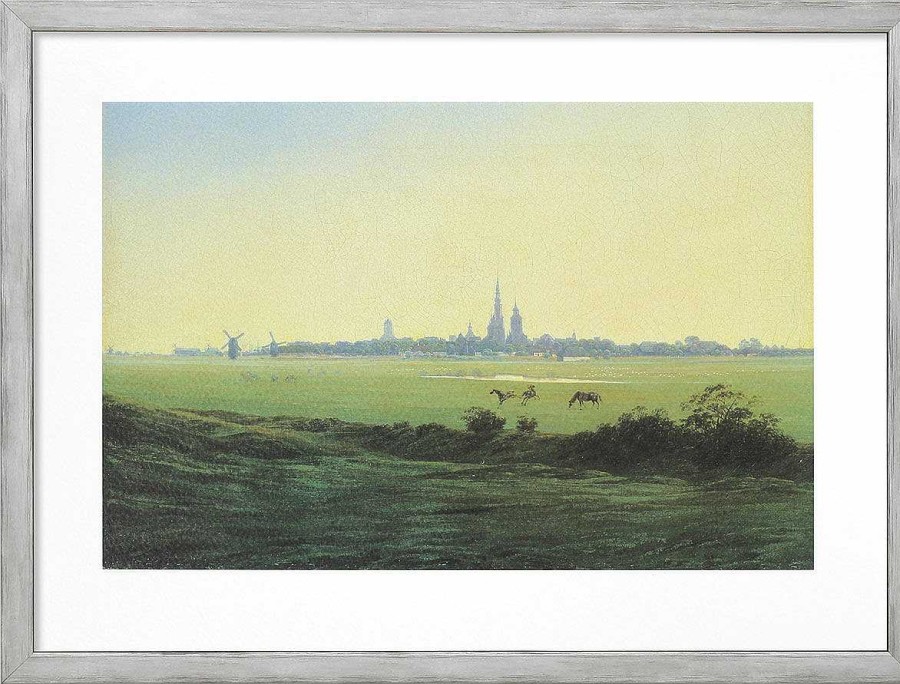 Caspar David Friedrich Bild "Wiesen Bei Greifswald" (1822), Gerahmt Landschaft