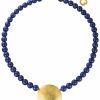 Petra Waszak Collier "Sonnenscheibe" Mit Lapislazuli-Perlen Vergoldeter Schmuck