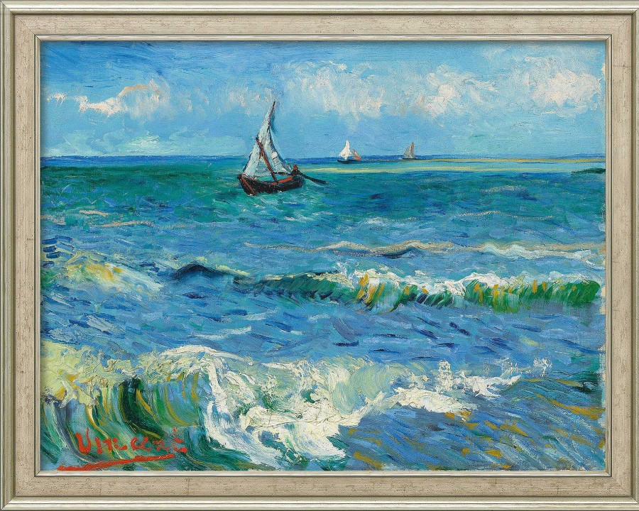 Vincent van Gogh Bild "Das Meer Bei Les Saintes-Maries-De-La-Mer" (1888), Version Silberfarben Gerahmt Meer / Seefahrt