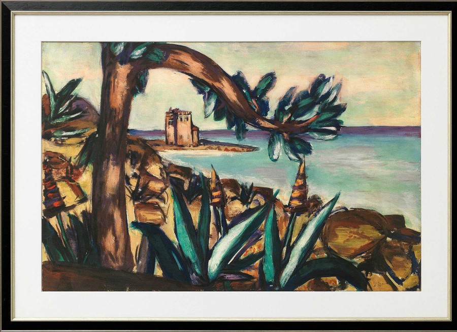 Max Beckmann Bild "Meerlandschaft Mit Agaven Und Altem Schloss" (1939), Gerahmt Meer / Seefahrt