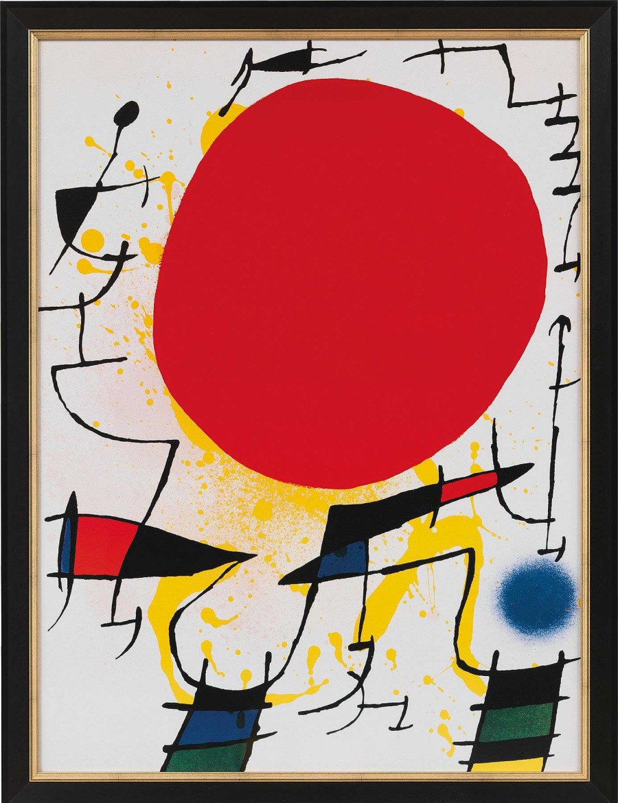 Joan Miró Bild "Le Soleil Rouge (Rote Sonne)", Gerahmt Abstrakte Bilder