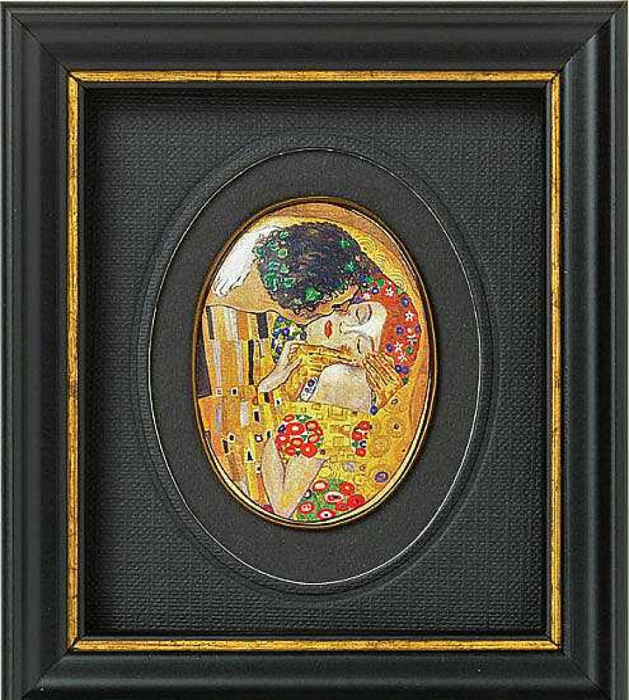 Gustav Klimt Miniatur-Porzellanbild "Der Kuss" (1907-08), Gerahmt Porzellanbilder