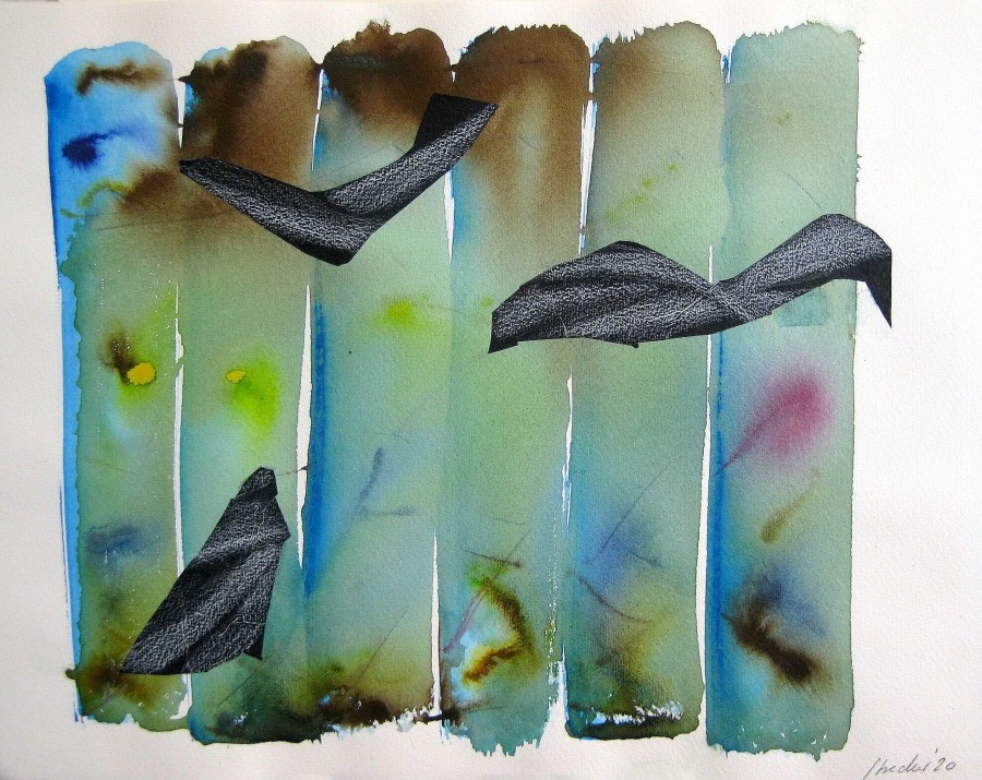 Renée Strecker Bild "Flying Away I" (2020) (Unikat) Aquarelle