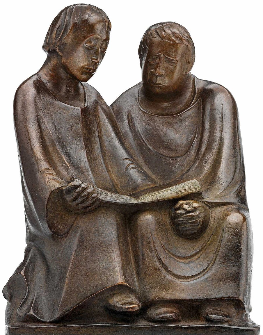 Ernst Barlach Skulptur "Lesende Monche Iii" (1932), Reduktion In Bronze 20. Jahrhundert