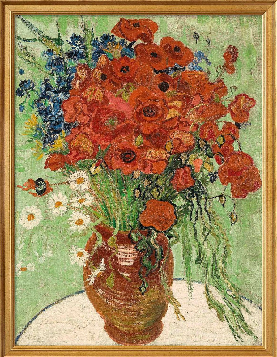 Vincent van Gogh Bild "Stillleben, Vase Mit Ganseblumchen Und Mohn" (1890), Gerahmt Blumen