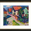 Wassily Kandinsky Bild "Murnau" (1908), Version Schwarz-Goldfarben Gerahmt Faksimile