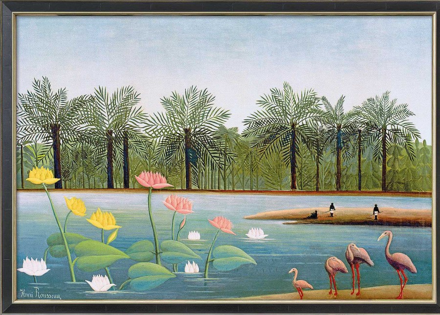 Henri Rousseau Bild "Die Flamingos" (1907), Gerahmt Giclee