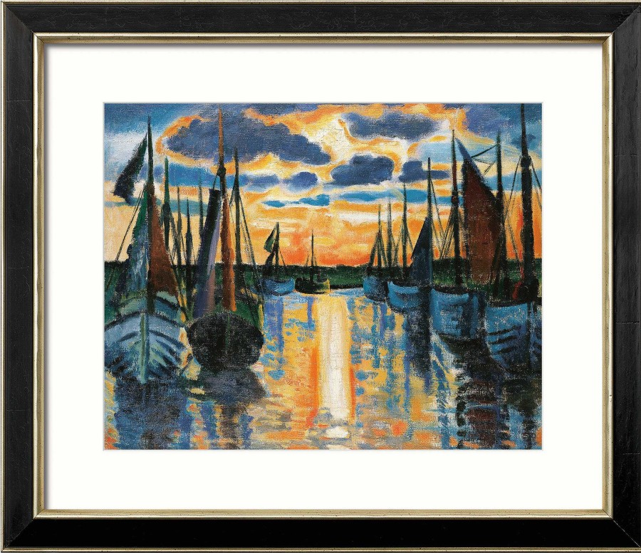 Max Pechstein Bild "Sonnenuntergang Leba Hafen" (1926), Gerahmt Giclee