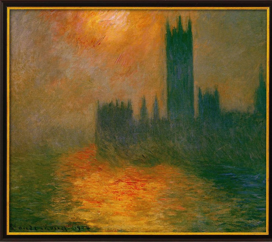 Claude Monet Bild "Das Parlament, Sonnenuntergang" (1904), Gerahmt Stadt Und Architektur