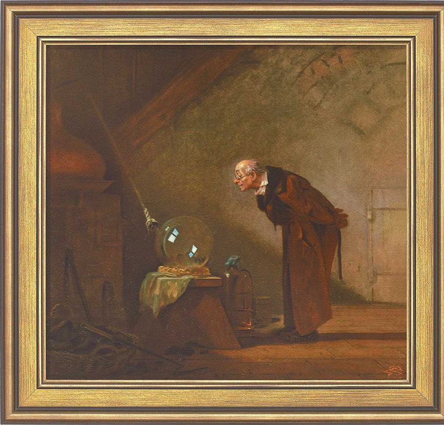 Carl Spitzweg Bild "Der Alchimist" (1860), Gerahmt Biedermeier