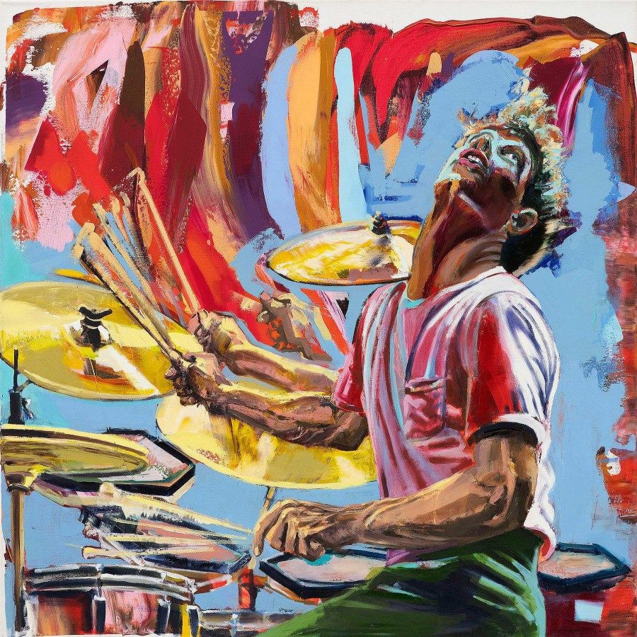 Jürgen Born Bild "Drummer In Motion - Bill Bruford" Alu-Dibond