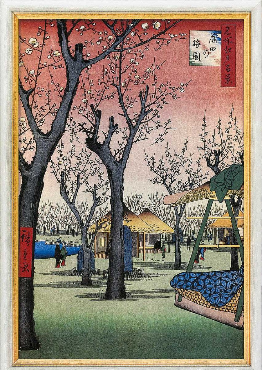 Ando Hiroshige Bild "Der Pflaumengarten Bei Kamata" (1856-1858), Gerahmt Giclee