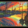 Max Pechstein Bild "Hafen Von Leba" (Um 1922), Version Schwarz-Goldfarben Gerahmt Expressionismus