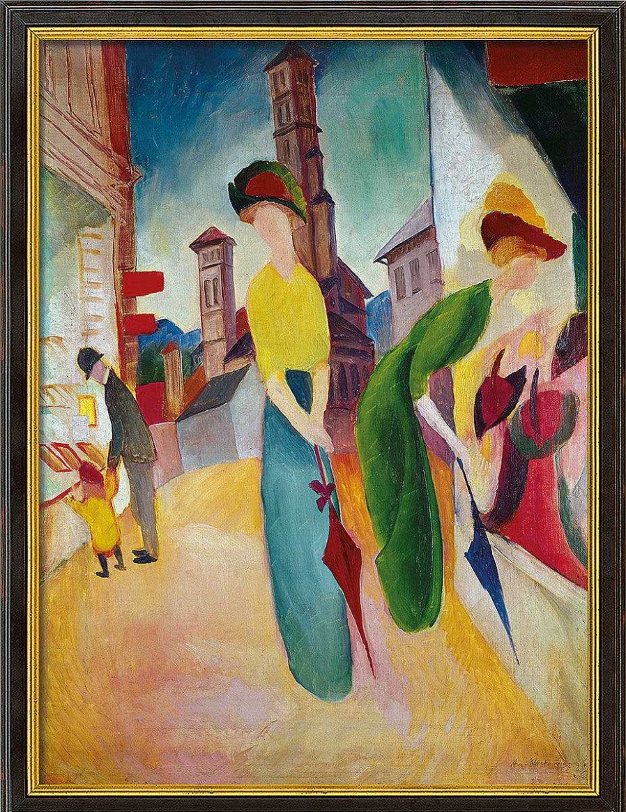 August Macke Bild "Vor Dem Hutladen" (1913), Gerahmt Genreszenen