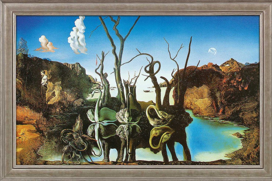 Salvador Dalí Bild "Schwane Spiegeln Elefanten Wider" (1937), Gerahmt Surrealismus