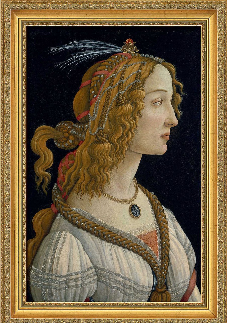 Sandro Botticelli Bild "Weibliches Idealbildnis" (Ca. 1480), Gerahmt Renaissance