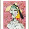 Pablo Picasso Bild "Marie-Therese Mit Strohhut", Gerahmt Faksimile