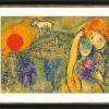 Marc Chagall Bild "Die Liebenden Von Vence (Les Amoureux De Vence)" (1957), Version Schwarz-Goldfarben Gerahmt Giclee