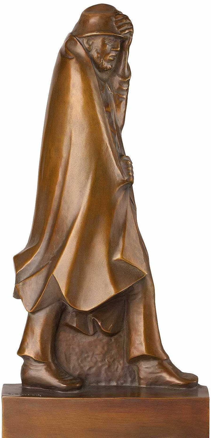 Ernst Barlach Skulptur "Wanderer Im Wind" (1934), Reduktion In Bronze Neu