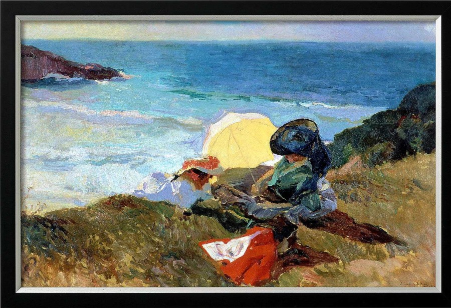 Joaquín Sorolla y Bastida Bild "Abendsonne, Biarritz" (1906), Version Schwarz-Silberfarben Gerahmt Impressionismus