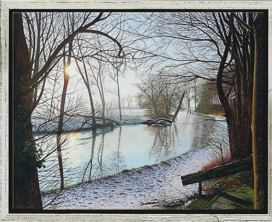 Leo Windeln Bild "Sonnenaufgang Im Winter" (2024) (Original / Unikat), Gerahmt Neu