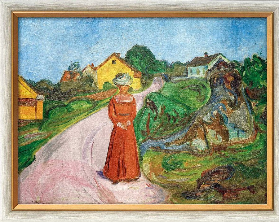 Edvard Munch Bild "Frau Im Roten Kleid (Strase In Asgardstrand)" (1902/03), Gerahmt Portrats