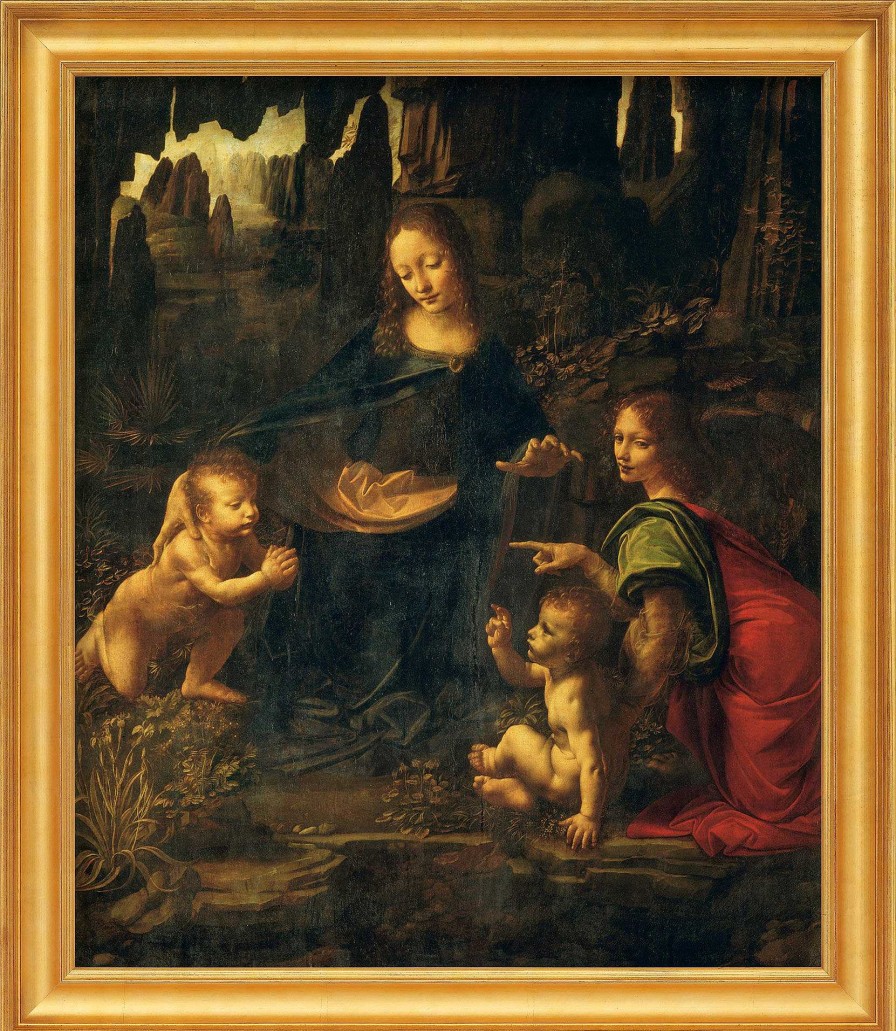 Leonardo da Vinci Bild "Madonna In Der Felsengrotte" (1483-1486), Gerahmt Sakralkunst