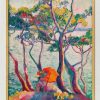 Henri Manguin Bild "Jeanne A L'Ombrelle, Cavaliere" (1905/1906), Version Weis-Goldfarben Gerahmt Genreszenen