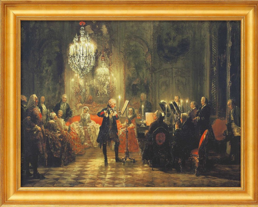 Adolph von Menzel Bild "Das Flotenkonzert Friedrichs Des Grosen" (1852), Gerahmt Idealismus / Realismus