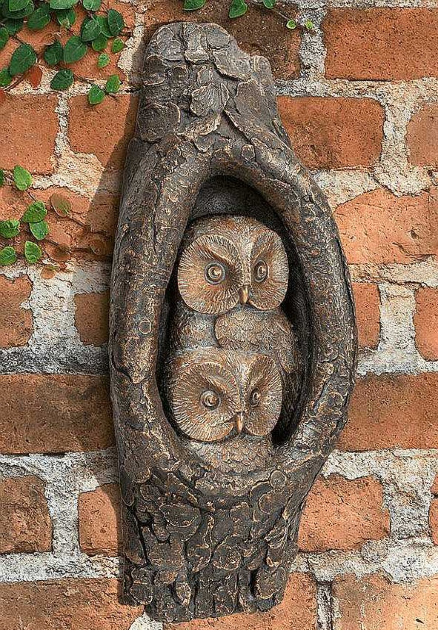 ars mundi Gartenobjekt / Wandskulptur "Kauzenpaar", Bronze Skulpturen