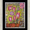 Friedensreich Hundertwasser (981) Bild "Straus - Blumenstraus (Hommage A Van Gogh), Schwarz" (1998), Gerahmt Blumen