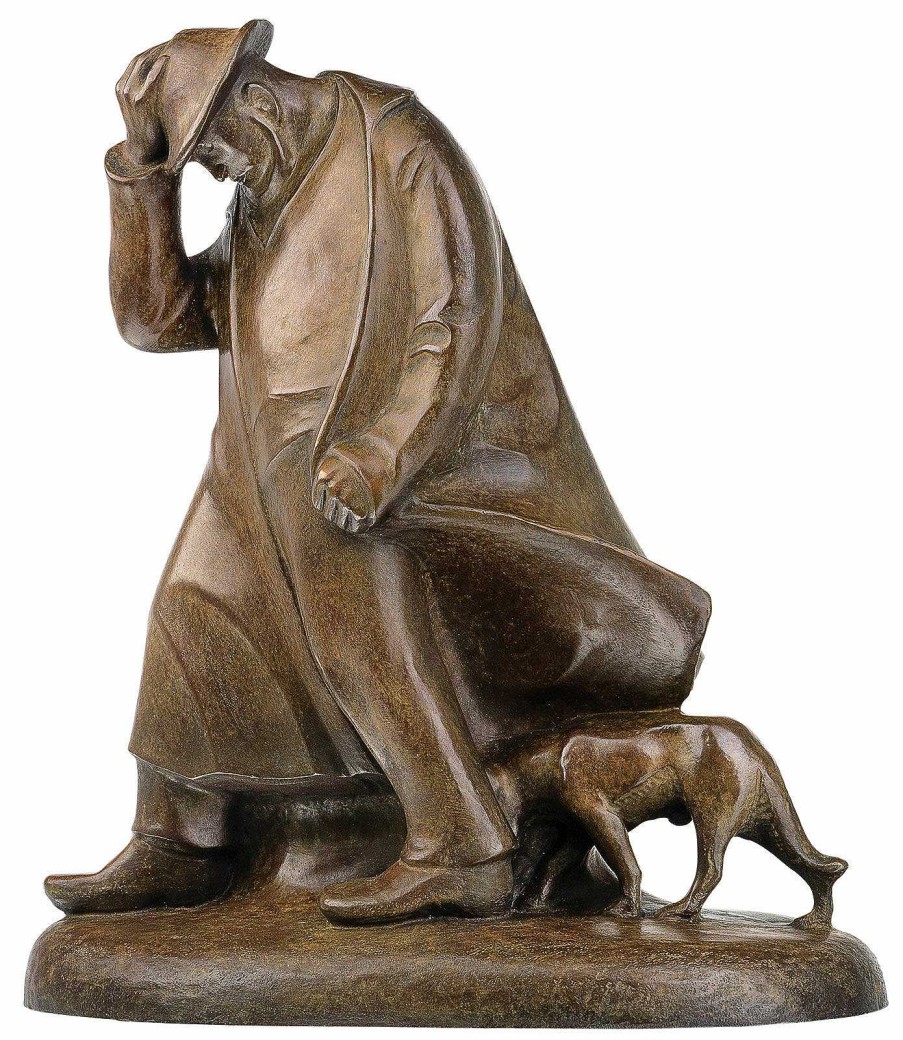 Ernst Barlach Skulptur "Schafer Im Sturm" (1908), Reduktion In Bronze 20. Jahrhundert