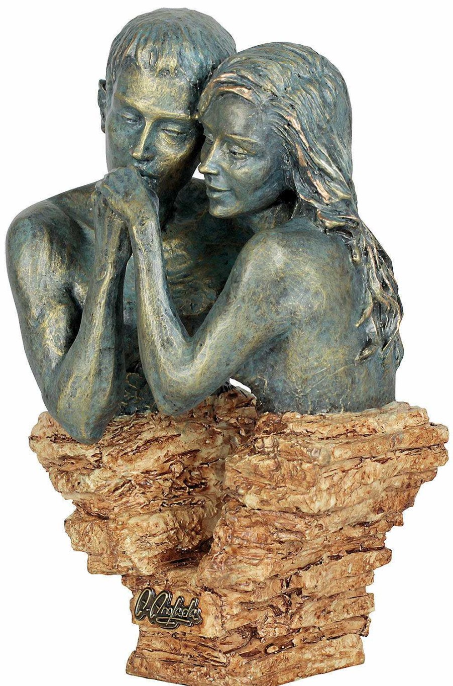 Angeles Anglada Skulptur "First Love", Kunstguss Steinoptik Busten