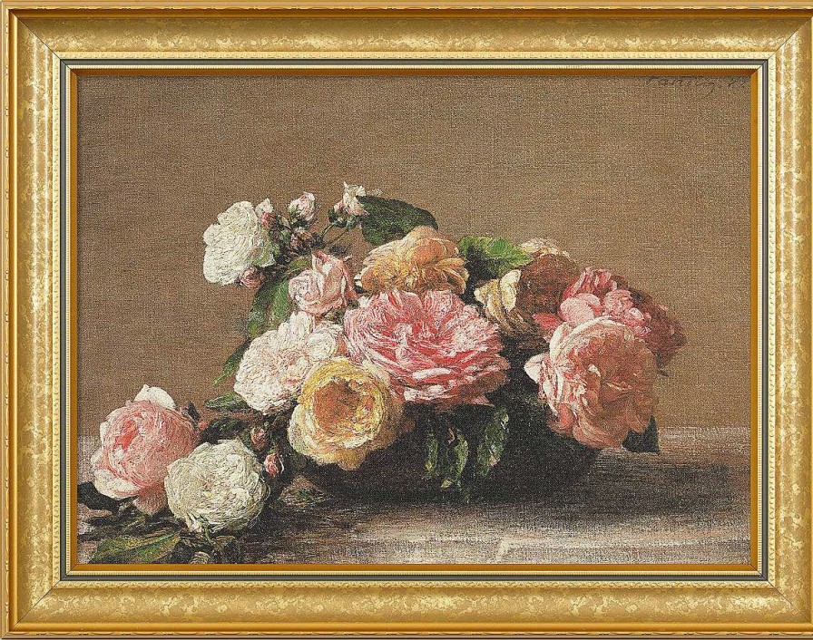 Henri Fantin-Latour Bild "Roses Dans Une Coupe - Rosen In Der Schale" (1882), Gerahmt Idealismus / Realismus