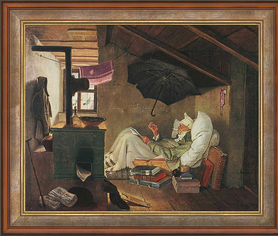 Carl Spitzweg Bild "Der Arme Poet" (1839), Gerahmt Biedermeier