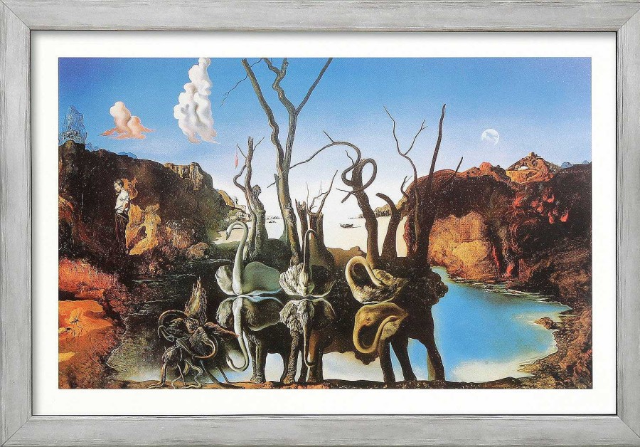 Salvador Dalí Bild "Swan Reflecting Elephants - Schwane Spiegeln Elefanten Wider" (1937), Gerahmt Sonstige Motive